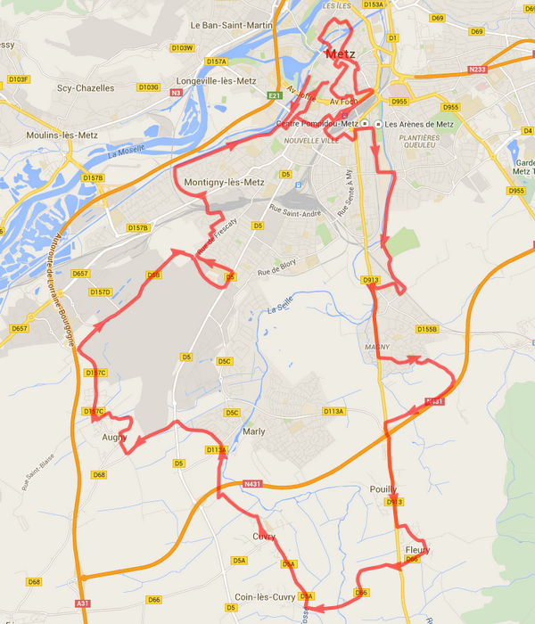 Parcours Marathon de Metz-Mirabelle